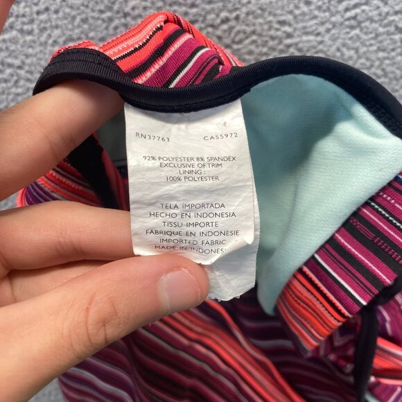Nike Girls Swim Size 12 Tankini‎ Top Strappy Back Pink Purple Stripes Bra - Picture 10 of 11